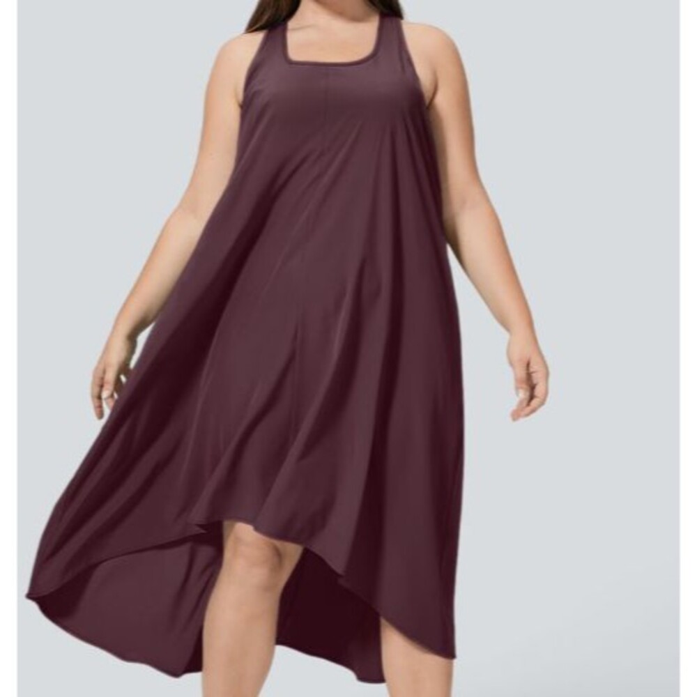 Halara Breezeful Racerback Built In Bra Midi Dress With Pockets Plus Size 2X